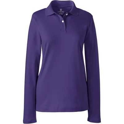 Lands' End School Uniform Women's Long Sleeve Feminine Fit Mesh Polo Shirt 2 Lands' End School Uniform Women's Long Sleeve Feminine Fit Mesh Polo Shirt - Image 2