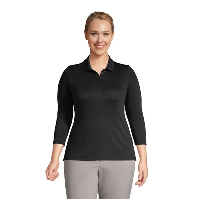 Lands' End Women's Supima Cotton 3/4 Sleeve Polo Shirt 2 Lands' End Women's Supima Cotton 3/4 Sleeve Polo Shirt - Image 2
