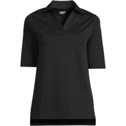 Lands' End Women's Performance Elbow Sleeve Pique Polo