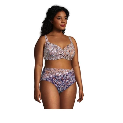 Lands' End Women's Twist Front Underwire Bikini Top Swimsuit Adjustable Straps 2 Lands' End Women's Twist Front Underwire Bikini Top Swimsuit Adjustable Straps - Image 2