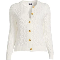 Lands' End Women's Cotton Drifter Cable Cardigan Sweater -Lands' End Store GUEST 86750eda c24d 4791 9267 1c6b98e9957f