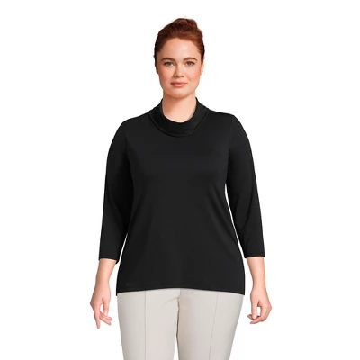 Lands' End Women's 3/4 Sleeve Light Weight Jersey Cowl Neck Top 7 Lands' End Women's 3/4 Sleeve Light Weight Jersey Cowl Neck Top - Image 7