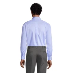Lands' End School Uniform Men's Long Sleeve No Iron Pinpoint Dress Shirt