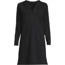 Lands' End Women's Cotton Jersey Long Sleeve Hooded Swim Cover-up Dress -Lands' End Store GUEST 8a5782c3 cf2e 4463 afce 2d61d5d34eab