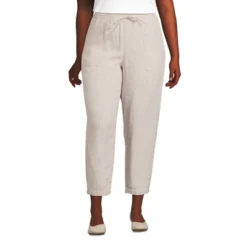 Lands' End Women's High Rise Pull On Tie Waist Linen Crop Pants -Lands' End Store GUEST 8ae7d6de 94c3 492a 8f94 a09740bdecd5