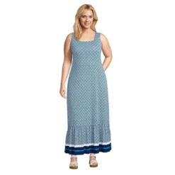 Lands' End Women's Cotton Modal Square Neck Tiered Maxi Dress -Lands' End Store GUEST 8b094814 ec46 4816 9e79 fc9d75069f90