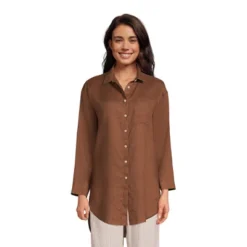 Lands' End Women's Linen Long Sleeve Oversized Relaxed Tunic Top -Lands' End Store GUEST 8b2c6590 d77c 421e 97f1 0c12f4687255