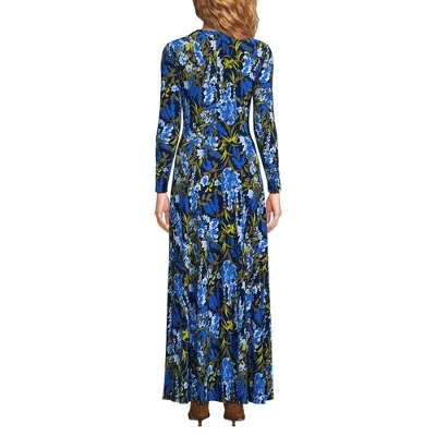 Lands' End Women's Silky Knit Ruched Maxi Dress 4 Lands' End Women's Silky Knit Ruched Maxi Dress - Image 4