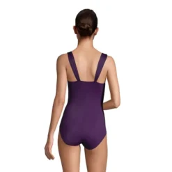 Lands' End Women's Mastectomy Slender Grecian Tummy Control Chlorine Resistant One Piece Swimsuit