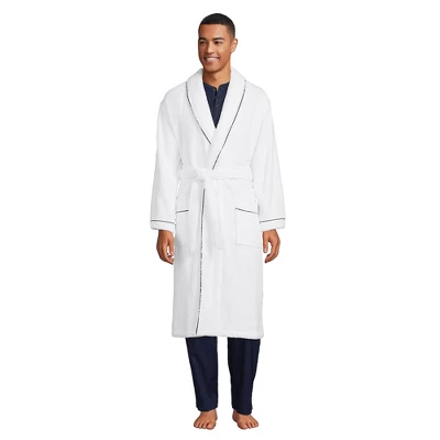 Lands' End Men's Calf Length Piped Turkish Terry Robe 3 Lands' End Men's Calf Length Piped Turkish Terry Robe - Image 3