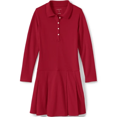Lands' End School Uniform Girls Long Sleeve Mesh Polo Dress 3 Lands' End School Uniform Girls Long Sleeve Mesh Polo Dress - Image 3