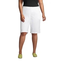 Lands' End Women's Plus Size Mid Rise Elastic Waist Pull On 12" Knockabout Chino Bermuda Shorts -Lands' End Store GUEST 9095c6c4 444f 47fa ba10 307d81cf0e71