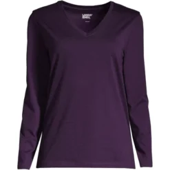 Lands' End Women's Relaxed Supima Cotton Long Sleeve V-Neck T-Shirt -Lands' End Store GUEST 917adbed 50e3 4808 8e45 5198b0ab623f