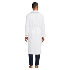 Lands' End Men's Calf Length Piped Turkish Terry Robe