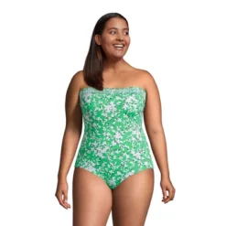 Lands' End Draper James X Lands' End Women's Chlorine Resistant Bandeau One Piece Swimsuit Removable Straps -Lands' End Store GUEST 91f9ba34 17c0 4c94 8e54 5ef6995143f3