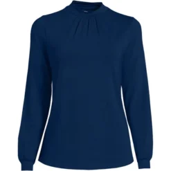 Lands' End Women's Jersey Long Sleeve Gathered Mock -Lands' End Store GUEST 92bcebad 6895 4c45 bfc4 91da5920fed8