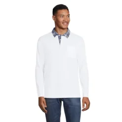 Lands' End Men's Super-T Long Sleeve Poplin Collar Pocket Polo Shirt -Lands' End Store GUEST 93e7db5a 867a 4159 8664 fe3b59e44f7c