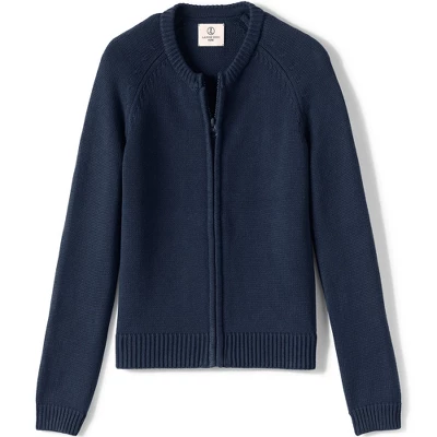 Lands' End School Uniform Girls Cotton Modal Zip-front Cardigan Sweater 3 Lands' End School Uniform Girls Cotton Modal Zip-front Cardigan Sweater - Image 3