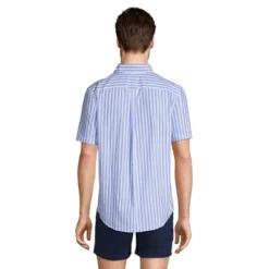 Lands' End Men's Traditional Fit Short Sleeve Essential Lightweight Poplin