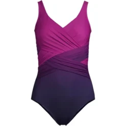 Lands' End Women's Long Slender Tummy Control Chlorine Resistant V-neck Wrap One Piece Swimsuit -Lands' End Store GUEST 96dba89c 8bb6 4c5e 9afe 91e1aa26ac1a 2