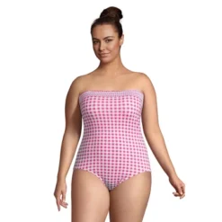 Lands' End Draper James X Lands' End Women's Chlorine Resistant Bandeau One Piece Swimsuit Removable Straps -Lands' End Store GUEST 9810b8a4 a759 4010 b395 e8c37afca907