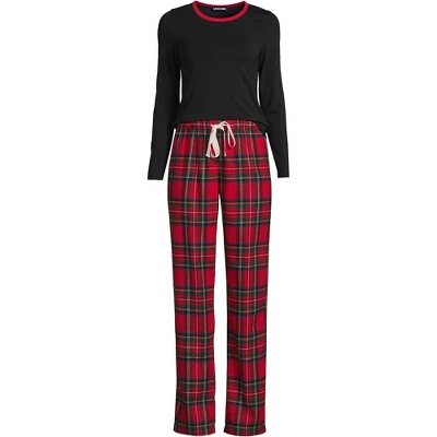 Lands' End Women's Tall Pajama Set Knit Long Sleeve T-Shirt And Flannel Pants 4 Lands' End Women's Tall Pajama Set Knit Long Sleeve T-Shirt And Flannel Pants - Image 4