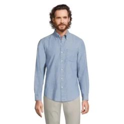 Lands' End Men's Long Sleeve Traditional Fit Chambray Shirt -Lands' End Store GUEST 9bcefc05 d1c6 43f3 89b1 e85ace9ec5f0