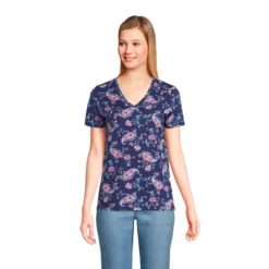 Lands' End Women's Tall Relaxed Supima Cotton Short Sleeve V-Neck T-Shirt -Lands' End Store GUEST 9c1797f6 ee35 4c00 9889 9e0f4c7b2f8b 1