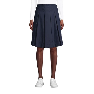 Lands' End Lands' End School Uniform Women's Poly-Cotton Box Pleat Skirt Top Of Knee 1 Lands' End Lands' End School Uniform Women's Poly-Cotton Box Pleat Skirt Top Of Knee