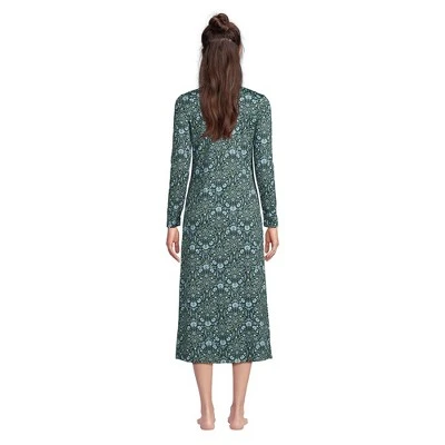 Lands' End Women's Cotton Long Sleeve Midcalf Nightgown 1 Lands' End Women's Cotton Long Sleeve Midcalf Nightgown