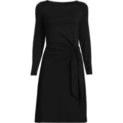 Lands' End Women's Long Sleeve Lightweight Cotton Modal Boatneck Tie Waist Dress -Lands' End Store GUEST 9d254b9e 02e1 4d2f b793 1e65720d3711