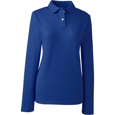 Lands' End School Uniform Women's Long Sleeve Feminine Fit Mesh Polo Shirt 3 Lands' End School Uniform Women's Long Sleeve Feminine Fit Mesh Polo Shirt - Image 3
