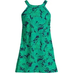 Lands' End Lands' End Women's Long Chlorine Resistant High Neck Swim Dress One Piece Swimsuit Adjustable Straps -Lands' End Store GUEST 9f6e9a97 9644 4497 b9c5 3a55e8ee2f6f
