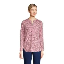 Lands' End Women's Wrinkle Free No Iron Split Neck Soft Tunic Top -Lands' End Store GUEST a5265de2 fec2 4353 bc1d 9fe213cddd27