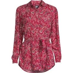 Lands' End Women's Rayon Tie Waist Shirt 7 Lands' End Women's Rayon Tie Waist Shirt -Lands' End Store GUEST a625502d d7c3 46d9 8645 87aadc3f4b09