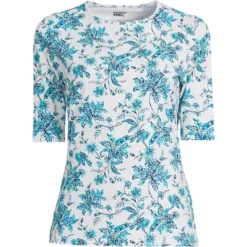 Lands' End Women's Crew Neck Elbow Sleeve Rash Guard UPF 50 Sun Protection Modest Swim Tee -Lands' End Store GUEST a6288679 5ee1 46d9 b463 6fd9230a5b9e