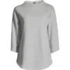 Lands' End Women's Serious Sweats 3/4 Sleeve Funnel Neck Top