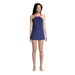 Lands' End Women's Chlorine Resistant High Neck Swim Dress One Piece Swimsuit Adjustable Straps -Lands' End Store GUEST a9396736 18ac 4866 be5d a0495d093ddb