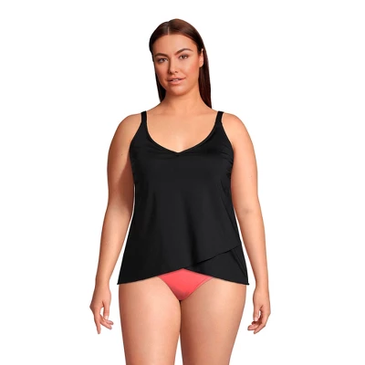Lands' End Lands' End Women's Long Torso Chlorine Resistant V-Neck Tulip Hem Tankini Swimsuit Top With Adjustable Straps 2 Lands' End Lands' End Women's Long Torso Chlorine Resistant V-Neck Tulip Hem Tankini Swimsuit Top With Adjustable Straps - Image 2