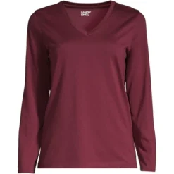 Lands' End Women's Relaxed Supima Cotton Long Sleeve V-Neck T-Shirt -Lands' End Store GUEST ab8de26e 3c5b 4057 914a 674d62c99ea2
