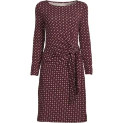 Lands' End Women's Long Sleeve Lightweight Cotton Modal Boatneck Tie Waist Dress -Lands' End Store GUEST aca19457 6a9b 4dc9 961e 7e6ee873e747