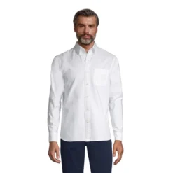 Lands' End Men's Tailored Fit Long Sleeve Sail Rigger Oxford Shirt