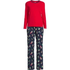 Lands' End Women's Knit Pajama Set Long Sleeve T-Shirt And Pants -Lands' End Store GUEST ae5f6208 b7e2 47d0 8f2f 9a06e9531db4