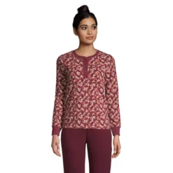 Lands' End Women's Waffle Henley Sleep Shirt -Lands' End Store GUEST ae66fa96 f539 4741 b52a 3f1199cbd84f