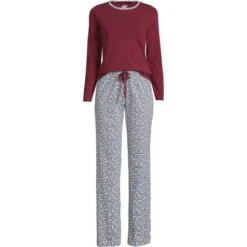 Lands' End Women's Tall Knit Pajama Set Long Sleeve T-Shirt And Pants -Lands' End Store GUEST aefb3a8c 83a2 4fc3 8ba6 6e05e0dee0bc 1