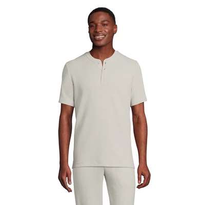 Lands' End Men's Waffle Short Sleeve Pajama Henley 6 Lands' End Men's Waffle Short Sleeve Pajama Henley - Image 6