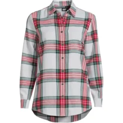 Lands' End Women's Tall Flannel Boyfriend Fit Long Sleeve Shirt -Lands' End Store GUEST b172355f 8364 4d39 a9f6 6a665d9164ee