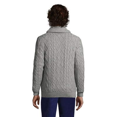 Lands' End Men's Cotton Blend Cable Shawl Cardigan Sweater 1 Lands' End Men's Cotton Blend Cable Shawl Cardigan Sweater