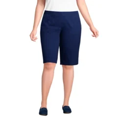 Lands' End Women's Plus Size Mid Rise Elastic Waist Pull On 12" Knockabout Chino Bermuda Shorts -Lands' End Store GUEST b32f173d b448 4c1c 9c7a db5213197d09