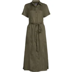 Lands' End Women's Indigo Tencel Button Front Midi Dress -Lands' End Store GUEST b4d27b61 a455 45be b510 0fb0773094d6